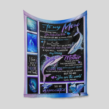 To My Mom Blanket, Dolphin Blanket, Custom Name Blanket, Family Blanket, Blanket For Gift