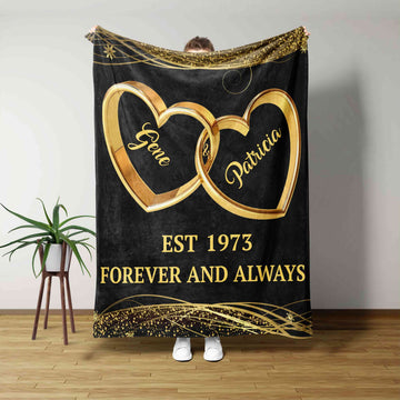 Forever And Always Blanket, Heart Blanket, Personalized Name Blanket, Couple Blanket, Blanket For Gift