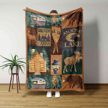 Moose Blanket, Bear Blanket, Cabins Blanket, Blanket For Gift