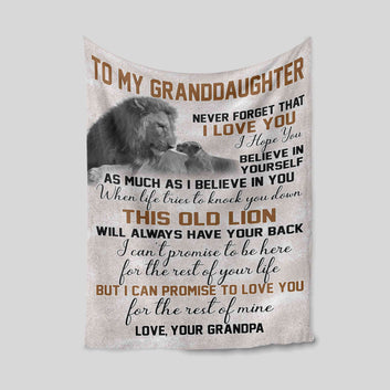 To My Granddaughter Blanket, Lion Blanket, Family Blanket, Custom Name Blanket, Blanket For Gift