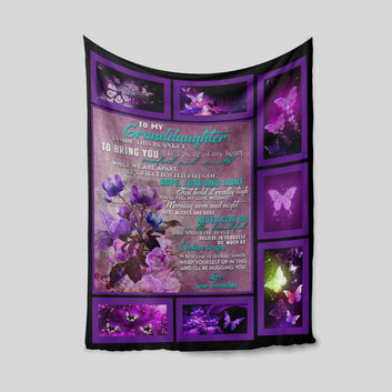 To My Granddaughter Blanket, Butterfly Blanket, Flower Blanket, Custom Name Blanket, Blanket For Gift