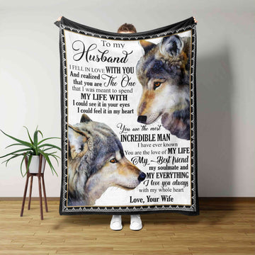 To My Husband Midnight Blanket, Wolf Blanket, Family Blanket, Custom Name Blanket, Blanket For Gift