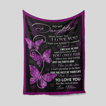 To My Daughter Blanket, Butterfly Blanket, Family Blanket, Custom Name Blanket, Blanket For Gift