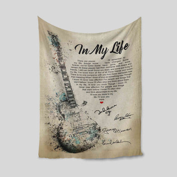 In My Life Blanket, Guitar Blanket, Heart Blanket, Custom Name Blanket, Canvas For Gift