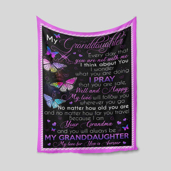 My Granddaughter Blanket, Butterfly Blanket, Custom Name Blanket, Family Blanket, Blanket For Gift