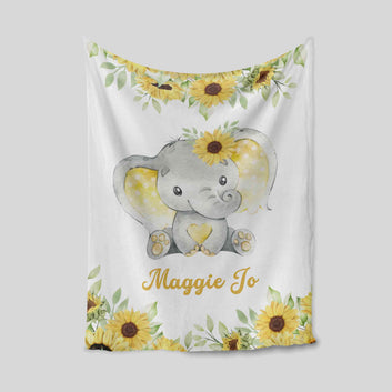 Personalized Name Blanket, Elephant Blanket, SunFlower Blanket, Family Blanket, Blanket For Gift