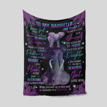 To My Daughter Blanket, Elephant Blanket, Custom Name Blanket, Family Blanket, Blanket For Gift