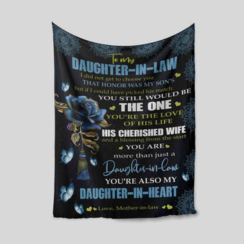 To My Daughter In Law Blanket, Rose Blanket, Butterfly Blanket, Custom Name Blanket, Family Blanket