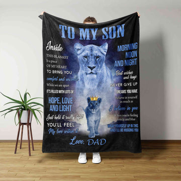 To My Son Blanket, Lion Blanket, Custom Name Blanket, Family Blanket, Blanket For Gift