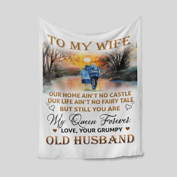 To My Wife Blanket, Sunset Blanket, My Queen Forever Blanket, Family Blanket, Custom Name Blanket
