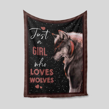 Just A Girl Who Loves Wolves Blanket, Wolf Blanket, Family Blanket, Gift Blanket