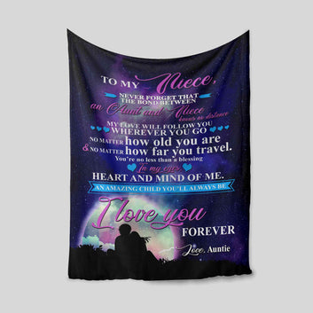 To My Niece Blanket, Moon Blanket, Custom Name Blanket, Family Blanket, Gift Blanket