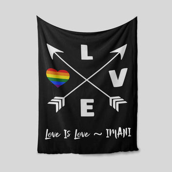 Love Is Love Blanket, LGBT Blanket, Heart Blanket, Custom Name Blanket, Blanket For Gift