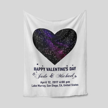 Star Chart Blanket, Happy Valentine’s Day Blanket, Anniversary Blanket, Custom Name Blanket, Gift Blanket