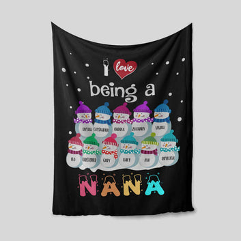 Custom Name Blanket, Blanket For Gift, I Love Being A Nana Blanket