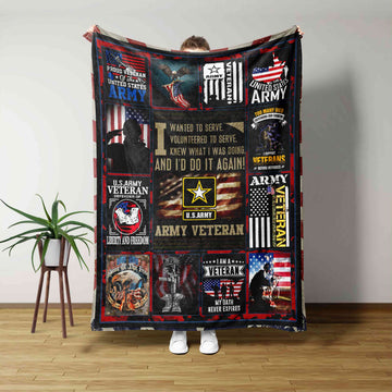 I Was Doing And I'd Do It Again Army Veteran Fleece Blanket, Veteran Blanket, Soldier American Flag Blanket, Gift Blanket