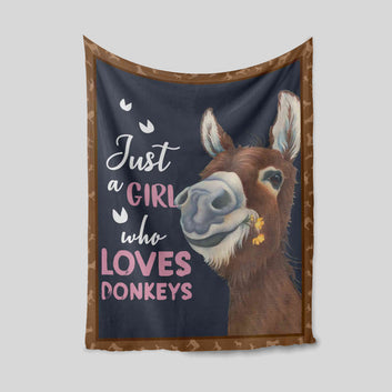 Just A Girl Who Loves Donkeys Blanket, Donkeys Blanket, Flower Blanket, Gift Blanket
