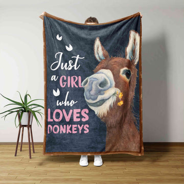 Just A Girl Who Loves Donkeys Blanket, Donkeys Blanket, Flower Blanket, Gift Blanket
