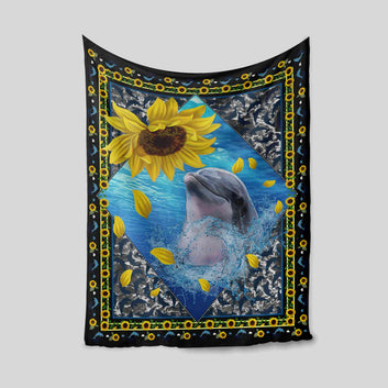 Dolphin Blanket, Sunflower Blanket, Ocean Blanket, Gift Blanket