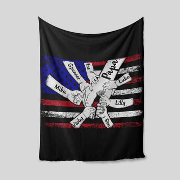 Holding Of Hand Blanket, Hand Blanket, American Flag Blanket, Family Blanket, Custom Name Blanket, Gift Blanket