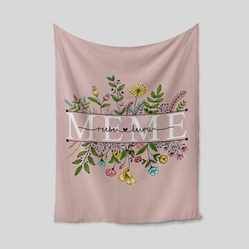 Meme Blanket, Flower Blanket, Family Blanket, Custom Name Blanket, Gift Blanket