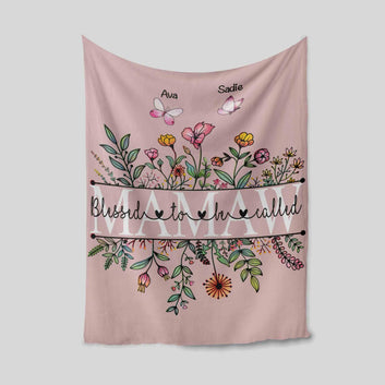 Mamaw Blanket, Flower Blanket, Butterfly Blanket, Family Blanket, Custom Name Blanket, Gift Blanket