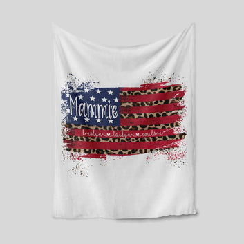 Mammie Blanket, American Flag Blanket, Family Blanket, Custom Name Blanket, Gift Blanket