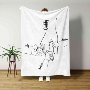 Holding Of Hand Blanket, Hand Blanket, Family Blanket, Custom Name Blanket, Gift Blanket
