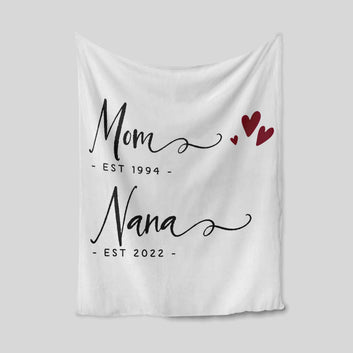 Mom Blanket, Nana Blanket, Heart Blanket, Family Blanket, Custom Name Blanket, Gift Blanket