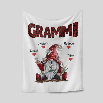 Grammi Blanket, Gnome Blanket, Daisy Flower Blanket, Family Blanket, Custom Name Blanket, Gift Blanket