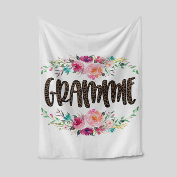 Grammie Blanket, Flower Blanket, Family Blanket, Custom Name Blanket, Gift Blanket
