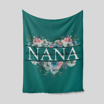 Nana Blanket, Flower Blanket, Rose Blanket, Family Blanket, Custom Name Blanket, Gift Blanket