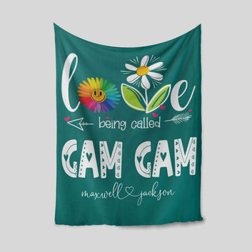 Love Being Called Cam Cam Blanket, Flower Blanket, Heart Blanket, Custom Name Blanket, Gift Blanket