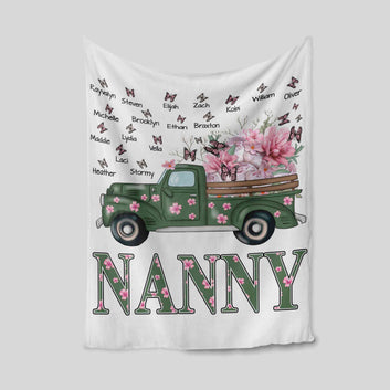 Nanny Blanket, Truck Blanket, Flower Blanket, Butterfly Blanket, Family Blanket, Custom Name Blanket, Gift Blanket