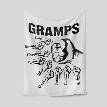 Gramps Blanket, Grasp Blanket, Hand Blanket, Family Blanket, Custom Name Blanket, Gift Blanket