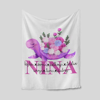 Nina Blanket, Rose Flower Blanket, Turtle Blanket, Family Blanket, Custom Name Blanket, Gift Blanket