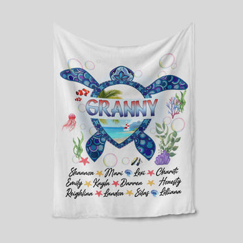 Granny Blanket, Turtle Blanket, Starfish Blanket, Family Blanket, Custom Name Blanket, Gift Blanket