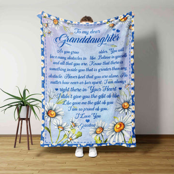 Personalized Name Blanket, To My Dear Granddaughter Blanket, Daisy Flower Blanket, Family Blanket, Custom Name Blanket