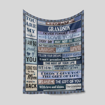 Personalized Name Blanket, To My Grandson Blanket, You Are My Sunshine Blanket, Family Blanket, Gift Blanket