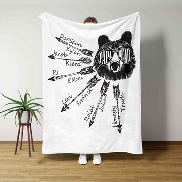Arrow Blanket, Bear Blanket, Family Blanket, Custom Name Blanket, Gift Blanket