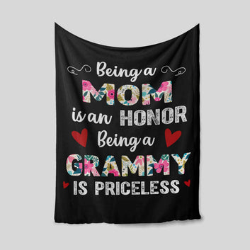 Being A Mom Is An Honor Blanket, Flower Blanket, Heart Blanket, Family Blanket, Custom Name Blanket, Gift Blanket