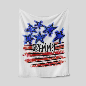 Grammy Blanket, American Flag Blanket, Family Blanket, Custom Name Blanket, Gift Blanket