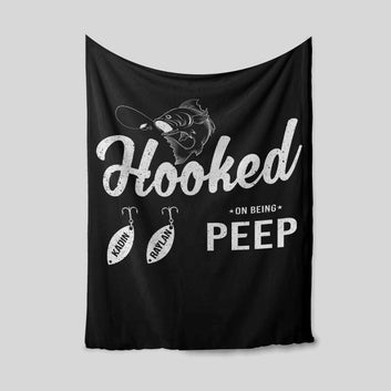 Hooked Blanket, Fish Blanket, Family Blanket, Custom Name Blanket, Gift Blanket