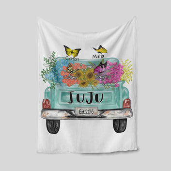Juju Blanket, Flower Blanket, Butterfly Blanket, Car Blanket, Family Blanket, Custom Name Blanket, Gift Blanket