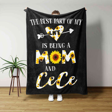 The Best Part Of My Life Is Being A Mom Blanket, Sunflower Blanket, Custom Name Blanket, Gift Blanket