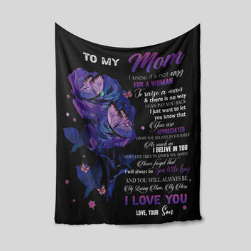 To My Mom Blanket, Rose Blanket, Butterfly Blanket, Family Blanket, Custom Name Blanket, Gift Blanket