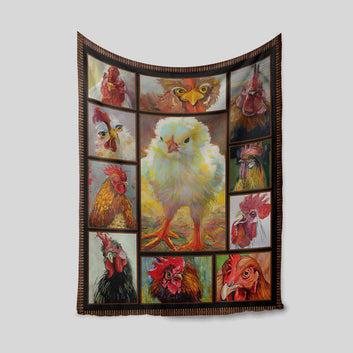 Hen Blanket, Chicken Blanket, Rooster Blanket, Family Blanket, Gift Blanket