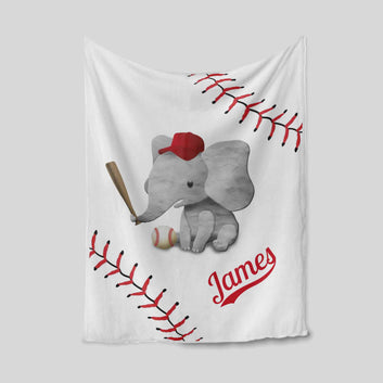 Personalized Name Blanket, Baby Blanket, Elephant Blanket, Baseball Blanket, Family Blanket, Gift Blanket