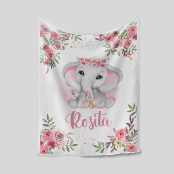 Custom Baby Blanket, Elephant Blanket, Rose Blanket, Flower Blanket, Family Blanket, Blanket For Baby, Gift Blanket