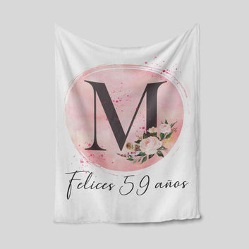 Personalized Name Blanket, Felices 59 Anos Blanket, Flower Blanket, Family Blanket, Gift Blanket